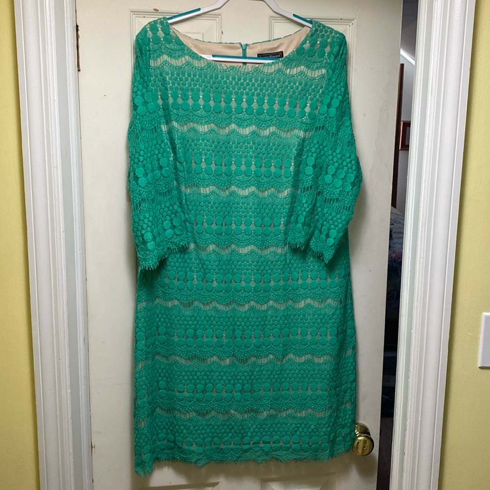 Green lace 3/4 length sleeve dress size 18W